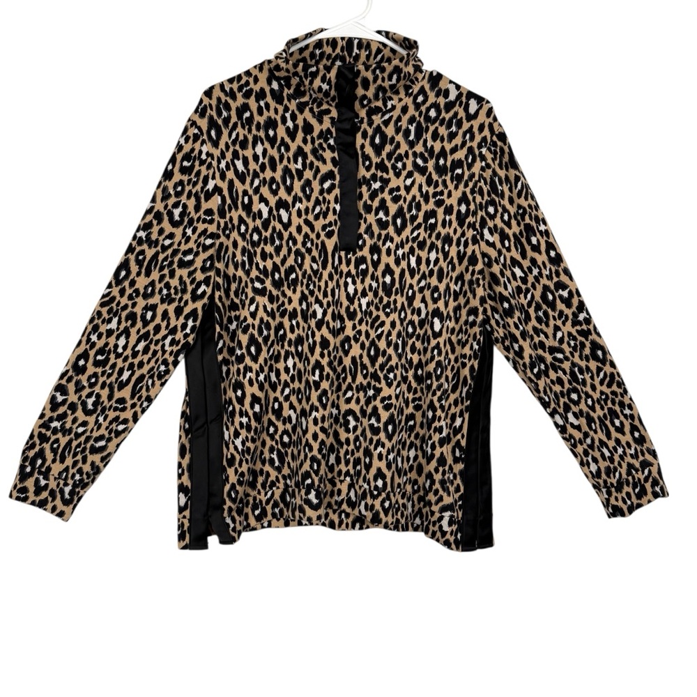 Weekends by Chico’s Pullover Top Animal Print Tan/Black Size 2 (Size Large)